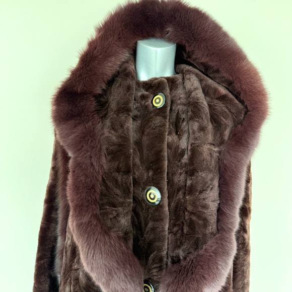 Natural mink and fox fur winter long coat One Size Retail 8500$ - Picture 5 of 10